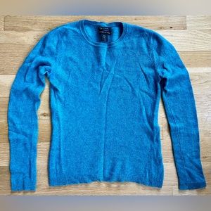 Tahari 100% Cashmere Crewneck Sweater, Aqua Blue, Size Medium